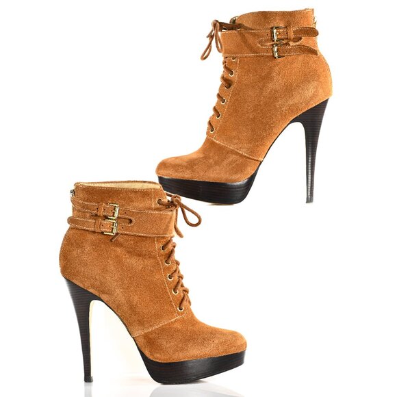 Michael Kors Vanessa Bootie in Genuine Dark Caramel Suede Size 7.5 - Picture 2 of 11